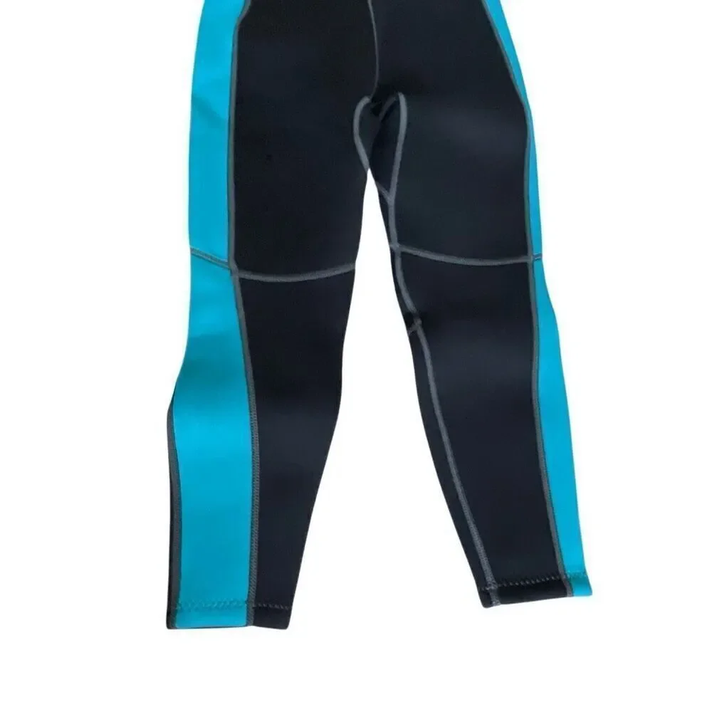 NWT! Hevto Youth 3/2MM Back Zip Full Body Wetsuit Black/Blue Size 8
